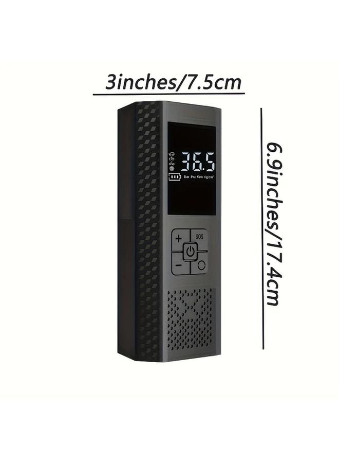 Black Portable Tire Inflator 150 PSI USB Rechargeable With LED Display And Multiple Connectors - Image 2